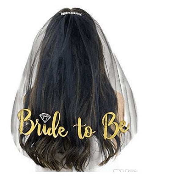 Bride to be Veil Bridal Shower party favor Bachelorette Veil Bride to be - BLACK with GOLD PRINT