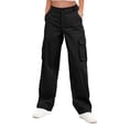thumbnail image 1 of Pantalones cargo Gracyoga 2025 para mujer de cintura alta, color negro, 1 of 6