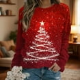 thumbnail image 4 of Weiqiqre Women's Clothing Christmas Sweater Xmas Tree Sequin Top Winter Crewneck Family Holiday Outfits, 4 of 6
