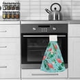 thumbnail image 5 of Hanging Towels 2 Pcs, Dish Towels Flamingo Flower Leaf Absorbent Hand Towels with Hanging Loop Washcloth for Bathroom Kitchen, 5 of 6