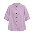thumbnail image 5 of Womens Button Down Shirts Oxford Short Sleeve Cotton Dress Shirts Collared Button Up Casual Blouses Tops Linen Button Down Shirts Summer Cotton Linen Casual Tops with Pocket, 5 of 9