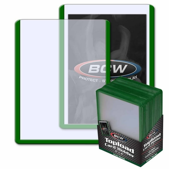 BCW: 3x4 Topload Card Holder - Green Border (25ct)