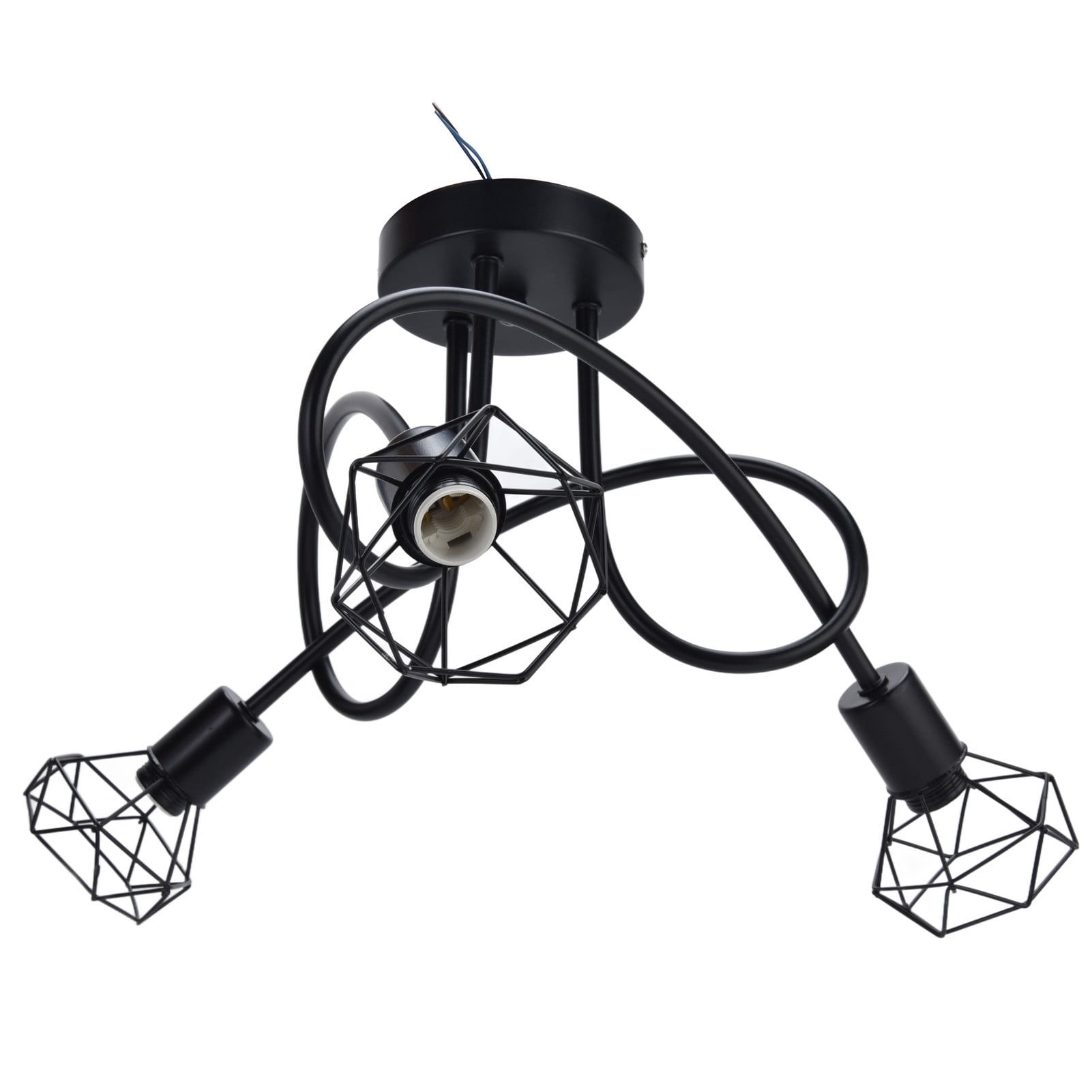 NFTIGB Modern 3 Heads Pendant Light Hollow Iron Ceiling Lamp Fixture for Bedroom Dining Room, Black Base (Bulb Not Included)