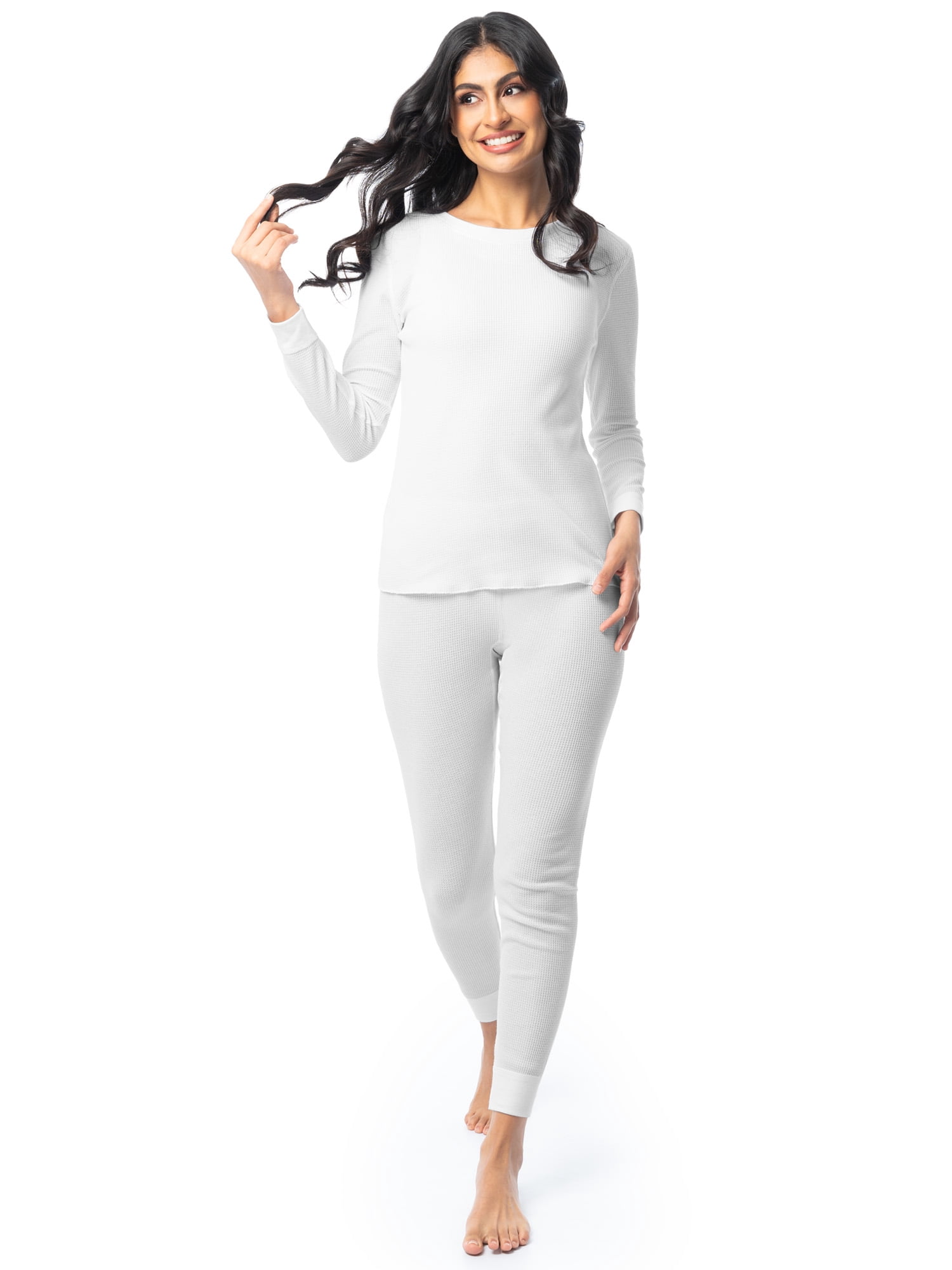 Fruit of the Loom Women's Recycled Waffle Thermal Top & Bottom Set, Sizes XS-4XL