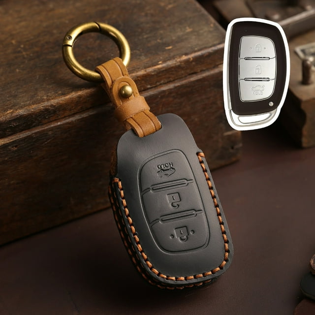 Car Key Fob Cover Case Protector For Hyundai Elantra朗动 IX35名图悦动瑞纳 Key Case Cover Leather