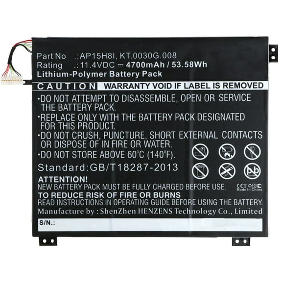 Batteries N Accessories BNA-WB-P4512 Laptops Battery - Li-Pol, 11.4V, 4700 mAh, Ultra High Capacity Battery - Replacement for Acer AP15H8I Battery
