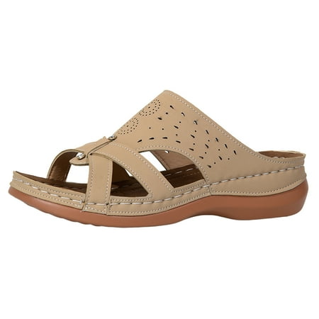 

ZAROYEAX Ladies Summer Casual Simple Solid Color Hollow Rhinestone Fish Mouth Slope with Large Size Sandals Slippers
