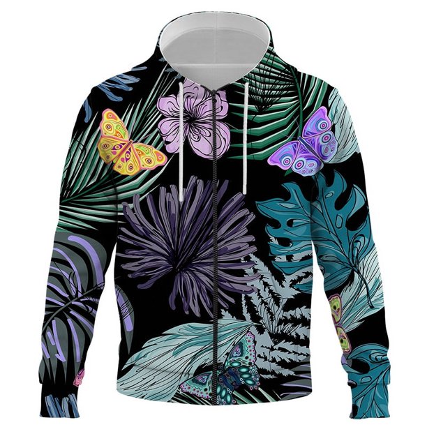 Sudadera con capucha y cremallera 3D con estampado de mariposas de dibujos animados para hombres, mujeres y niños, sudaderas de manga larga a la moda, ropa de calle para niños y niñas, tops