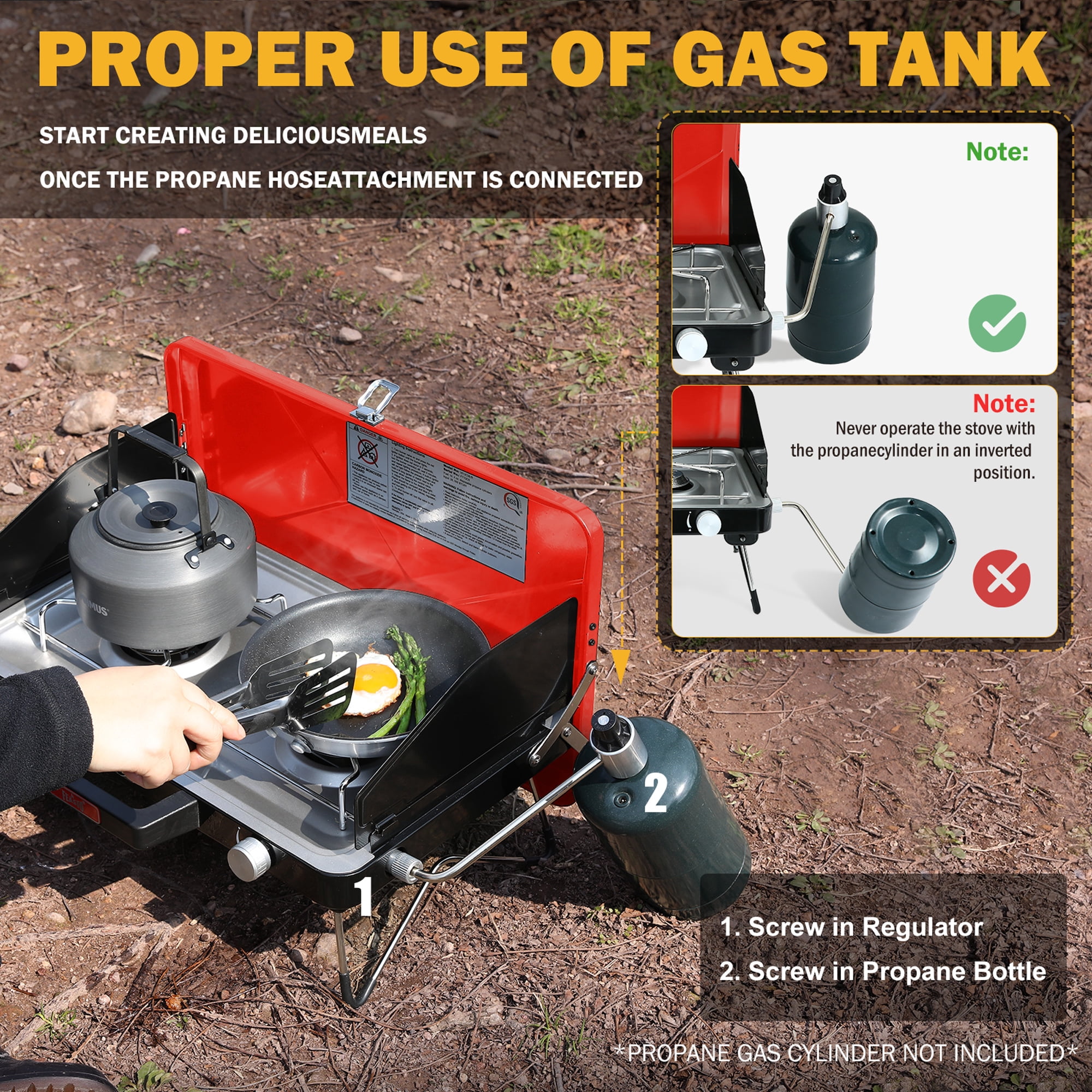 FEASTO Propane Camping Stove, Portable Camping Grill Stove,  28,000 BTU Camp Stove