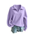 thumbnail image 7 of Hurxie Womens Oversized V Neck Fleece Sweatshirt Casual Long Sleeve Sweatshirts Collared Pullover Sweatshirts, 7 of 7