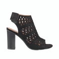 thumbnail image 2 of Trendsup Hush-03 Women's Perforated Block Heel Dressy Sandals Trendy Open Toe Mule BLACK 8.5, 2 of 4