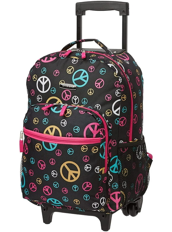 Rockland Double Handle Rolling Backpack, Peace, 17-Inch ( Pack of 2 )