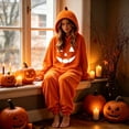thumbnail image 4 of LILIYA Pumpkin Print Adult Onesie, Cozy Hooded Jumpsuit, Long Sleeve Pajamas for Couples, Soft Bodysuit with Deep Pockets, Warm Holiday Loungewear Suit, 4 of 8