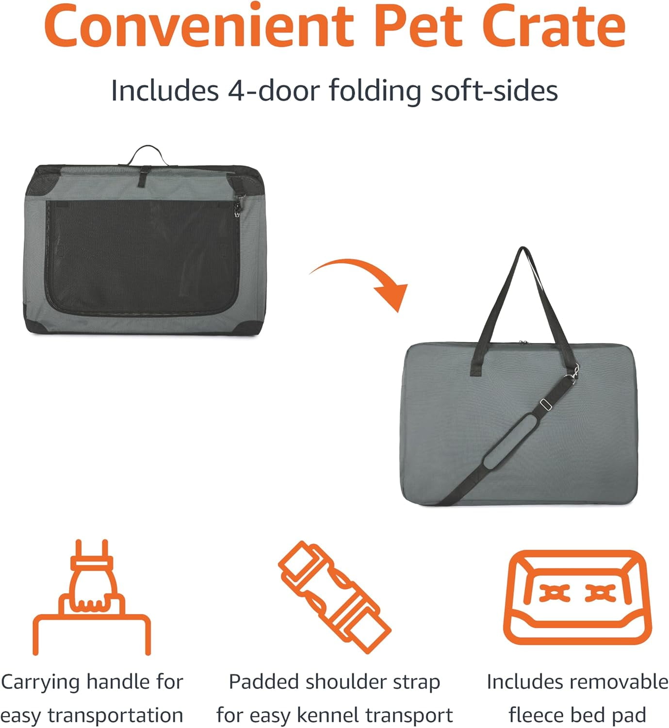 Portable Folding Soft Dog Crate, 4-, Collapsible Travel Kennel for , Dog, and Small Animals, Quick Setup, Small 26" x 18" x 18",