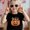 Black, variant on Halloween Vibes Pumpkin Wearing Bow Patterned Novelty Graphic Kid T-Shirt Casual Style With 100% Cotton Fabric,Suitable for Boys And Girls,Size From 3T-13Y,Ideal Gift for Kids