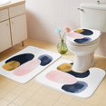 thumbnail image 4 of Nordic Boho Bathroom Rugs Set Pink Blue Gold Color Block Non Slip Absorbent Soft Bath Mats 3 Piece Set with Bathroom Rug, U-Shaped Floor Mat, Toilet Seat Cover Small Size, 4 of 9