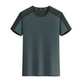 thumbnail image 5 of Zylanna Men's Casual Shirts Tee, Short Sleeve Crew Neck Solid Color Athletic Elastic Breathable Summer Tops for Man Gray Size 2XL, 5 of 5