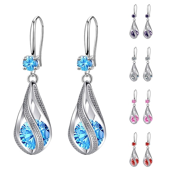 Krdevn Silver Plated Teardrop Hollow CZ Dangle Earrings Hook Drop Earrings Pave Accent Dangling Jewelry for Wedding Party Women Gift