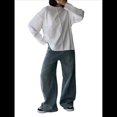 thumbnail image 3 of Camisetas de Larga Extragrandes para Mujer, Camisetas Básicas de Cuello Redondo, Tops de Otoño, Ropa Informal de Entrenamiento Y2K. L, 3 of 10