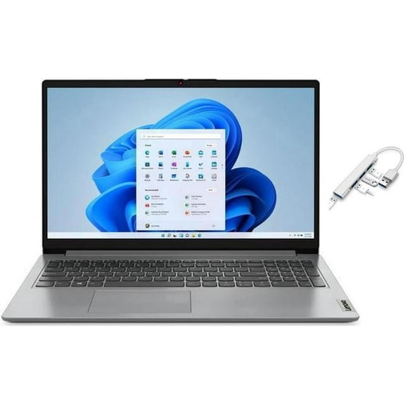 Lenovo IdeaPad 1i 15.6" FHD Display | 12th Generation Intel Core i5-1235U | Intel Iris Xe Graphics | HDMI | Grey | 8GB RAM | 512GB SSD | Windows 11 S | Bundle with USB 3.0 Hub