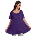 thumbnail image 4 of Womens Short Sleeve Casual Loose Fit Flare Swing Tunic Tops Basic T-Shirt Plus Size, 4 of 6