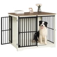 thumbnail image 4 of Hzuaneri 47 Inch Dog Crate Furniture, XXL Indoor Dog Kennel for Extra Large Dog with Barn Door, Heavy Duty Wooden Dog Cage as TV Stand & End Table, Anti-Chew, White Brown, 4 of 9