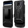 thumbnail image 5 of AT&T Calypso 2 (U319AA) / Cricket Debut 4G LTE Case with Tempered Glass Screen Protector (Full Coverage), Nagebee Belt Clip Holster with Built-in Kickstand, Shockproof Armor Rugged Case (Black), 5 of 6