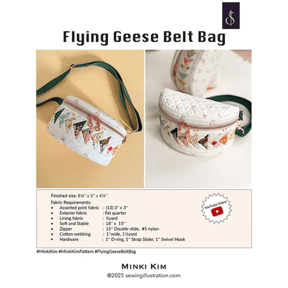 Flying Geese Belt Bag Pattern by Minki Kim