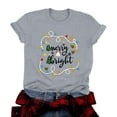 thumbnail image 4 of TTUHYWXI Merry And Bright Santa Christmas Xmas Lights Pajamas Holiday T-Shirt (Grey, M), 4 of 8