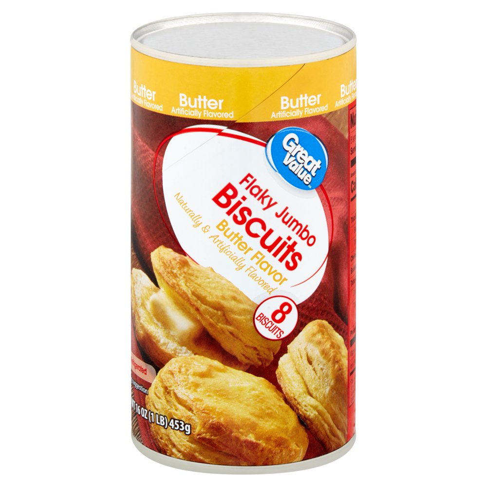 Great Value Flaky Jumbo Biscuits, Butter Flavor, 8 Count