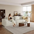 thumbnail image 3 of Lovableguy Modern Oversized Compressed Sectional Sofa,Upholstered Modular Convertible Couch,Corduroy Full Sponge 3 Seater Sleeper Couch for Living Room,Bedroom,Apartment,No Assembly Required,White, 3 of 8