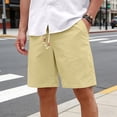 thumbnail image 3 of Mens Casual Shorts Summer Elastic Waist Wide Straight Leg Loose Knee Length Beach Shorts with Pockets, 3 of 8