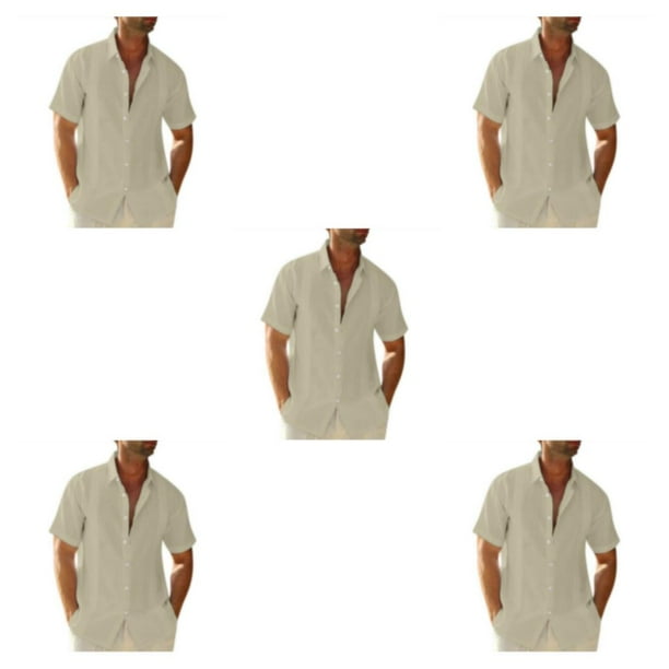 Camisa Qarigey para hombres con botones Verano Fiesta en la piscina Playa Slim Fit Caqui XL Type2 NO2