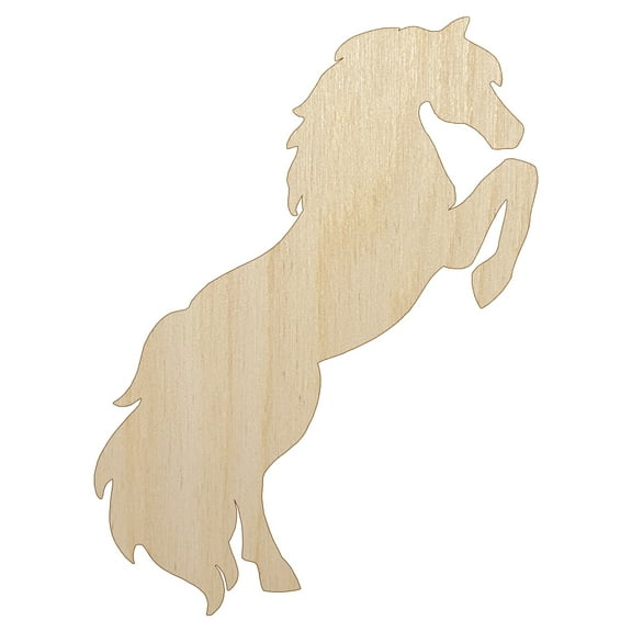 Horse Rearing on Hind Legs Solid Wood Shape Unfinished Piece Cutout Craft DIY Projects - 4.70 Inch Size - 1/8 Inch Thick