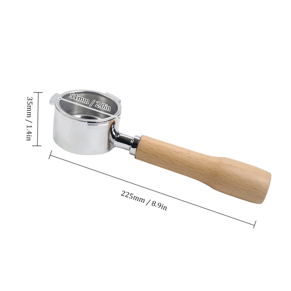 Suodoka 51mm Alloy Bottomless Portafilter with Wooden Handle & Filter Basket – Durable, Reusable Replacement for Delonghi EC680/685 Coffee Machines