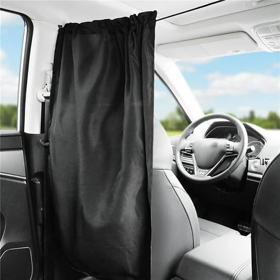 Car Divider Curtains Front Rear Partition Sun Shade-Privacy Travel Interior Sunshade Shades Detachable Simple Curtain for Travel Nap Night Camping Black