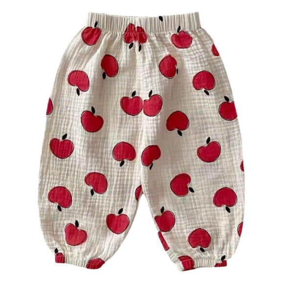 Wxolcjlv Toddler Boys Casual Baggy Bloomers Summer Apple Print Loose Fit Lightweight Pants