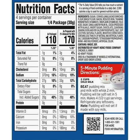 (4 pack) (4 Pack) Jell-O Instant Oreo Cookies 'n Cream Pudding & Pie Filling, 4.2 oz Box
