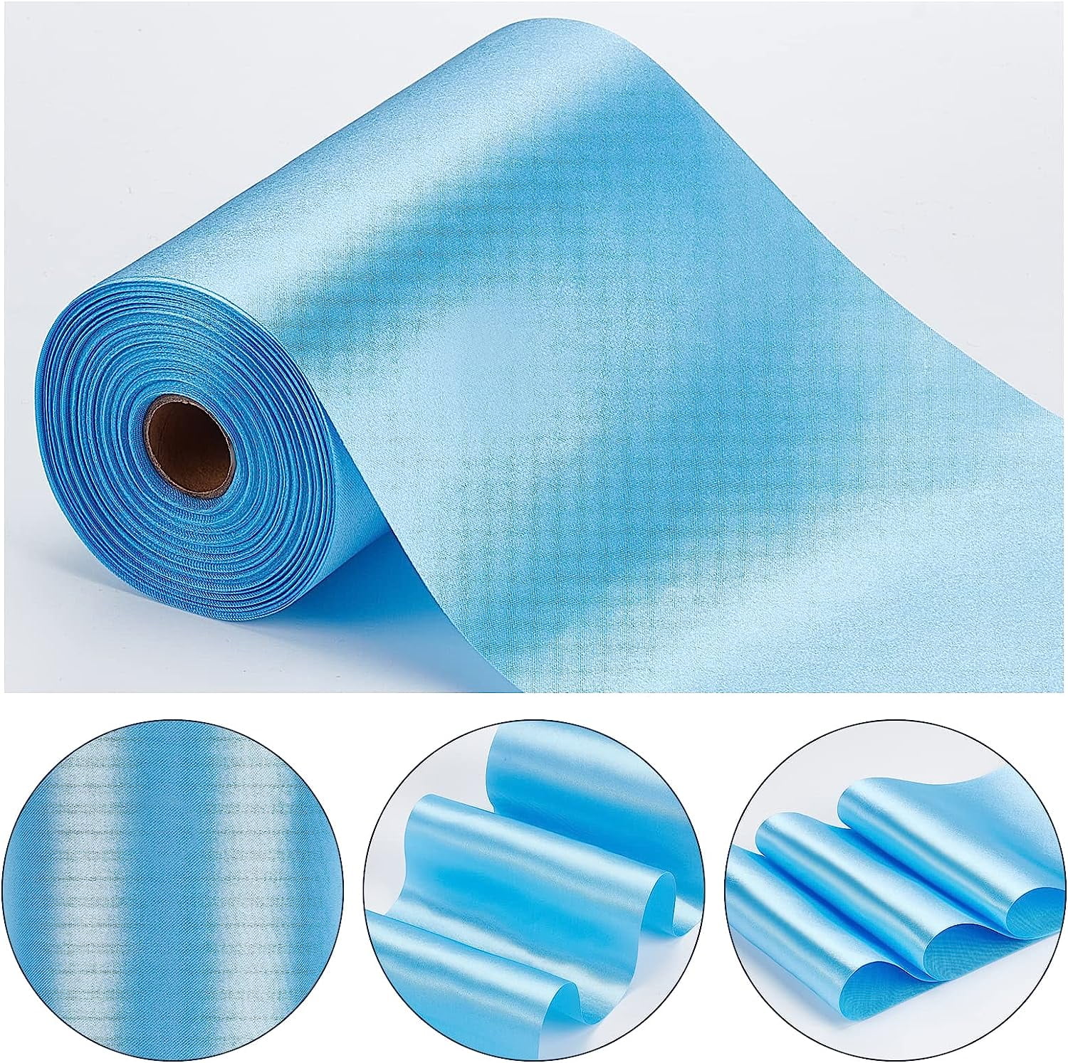 YASEO Baby Sky Blue Ribbon, Solid Color Double Faced Polyester Satin Ribbon  - 1 1/2 Inch Wide, 100 Yards Long, Perfect for Wedding, Gift Wrapping
