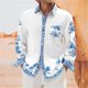 thumbnail image 1 of Camisa de hombre con patrón de empalme de color sólido rosa azul cómoda y suave nuevo patrón casual al aire libre playa camisa de hombre con bolsillo superior, 1 of 6