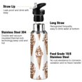 thumbnail image 3 of Yayeee 33oz Insulated Water Bottle Double Wall Stainless Steel with Flip Straw Lid, Brown Ice Cream Pattern, 3 of 7
