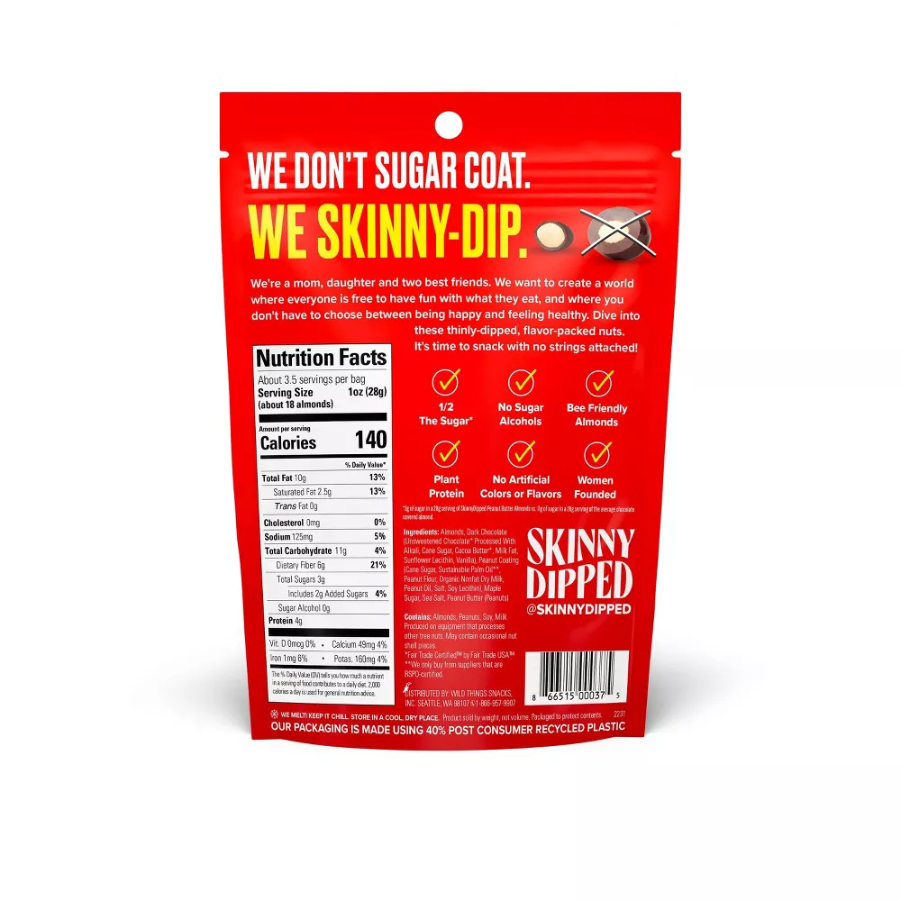 Pack of 10, Skinnydipped Dark Chocolate Peanut Butter Almonds, 3.5 oz