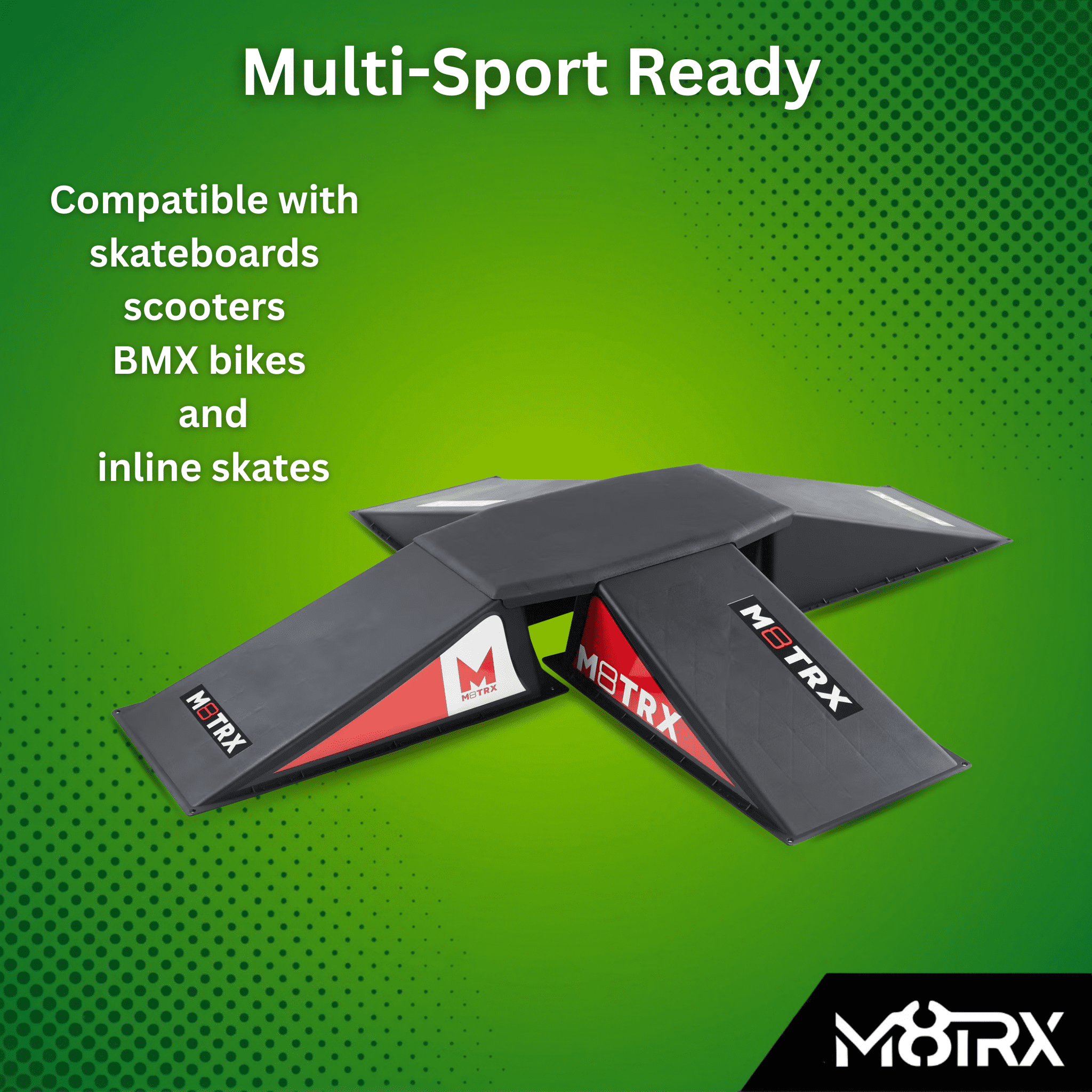 M8TRX SPORTS 4+1 Pyramid Ramp Set for Skateboards, Bikes, and