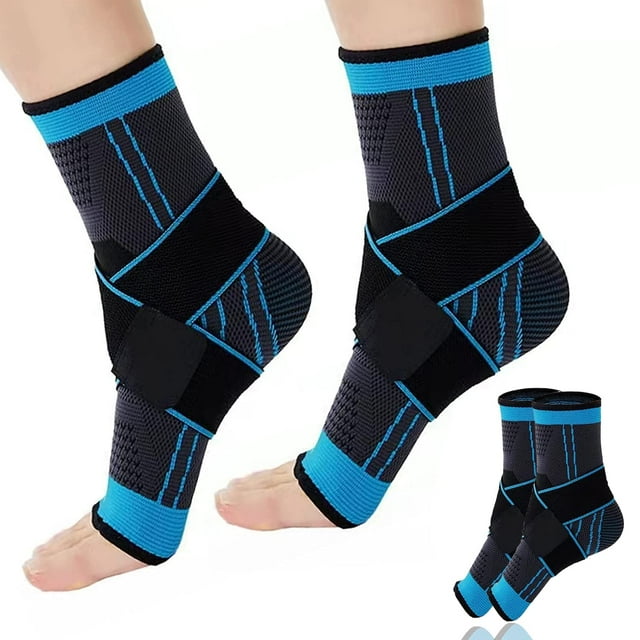 Tobillera para esguince de 2 piezas, soporte de tobillo ajustable para esguinces de ligamentos y lesiones deportivas (M)