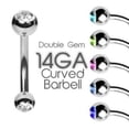 thumbnail image 1 of Stainless Steel Small Curved Barbell with 2 Stones, 1 of 1