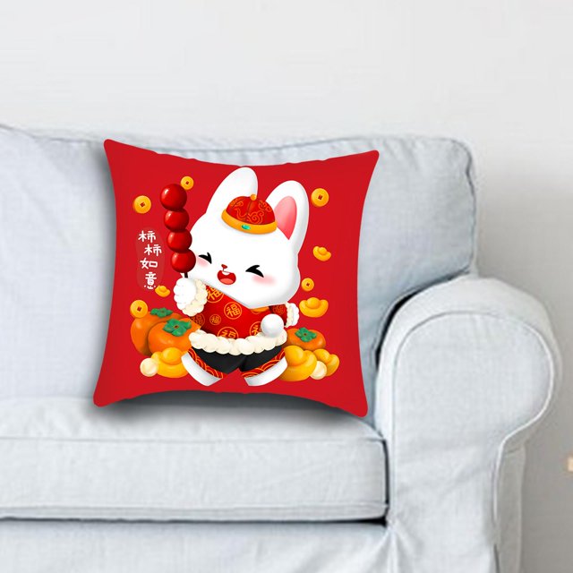 Funda de cojín de 40x45 cm, fundas de almohada con estampado de conejo lavables, fundas de almohada, funda de almohada para el Festival de primavera, estilo B Soledad sofá almohada