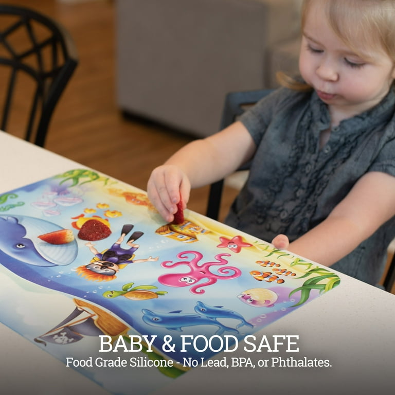 Food Catching Baby Placemat with Suction - UpwardBaby Mint Silicone Placemats for Kids Babies and Toddlers - Clean Mealtimes at Home or for