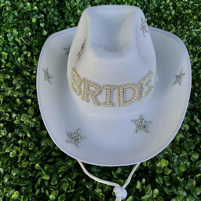 Sombrero de de cristal blanca de tela de fieltro Sombrero de vaquero, para festivales de música Conciertos Disfraces Accesorios Fácil Colcomx Sombrero de vaquero