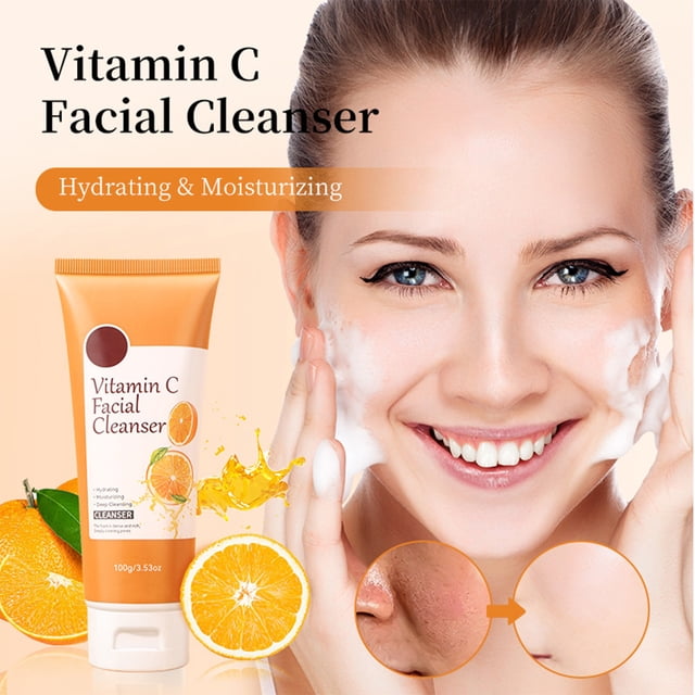 Cúrcuma Vitamina C Limpiador Facial | Limpiador facial hidratante profundo para todo tipo de pieles | Fórmula natural de cúrcuma, vitamina C y aceite de coco | Limpiador diario suave | 1 pieza |