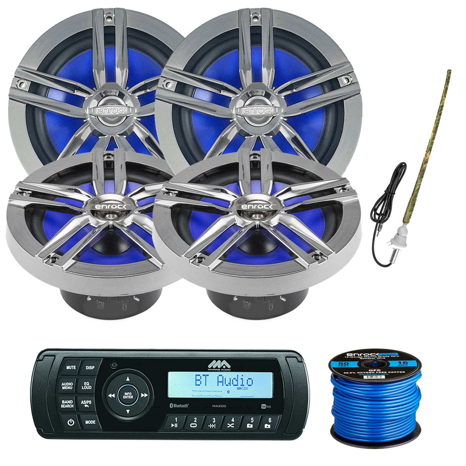 Jensen Marine Audio MA200 AM/FM/USB/Bluetooth Waterproof Stereo, 4 x